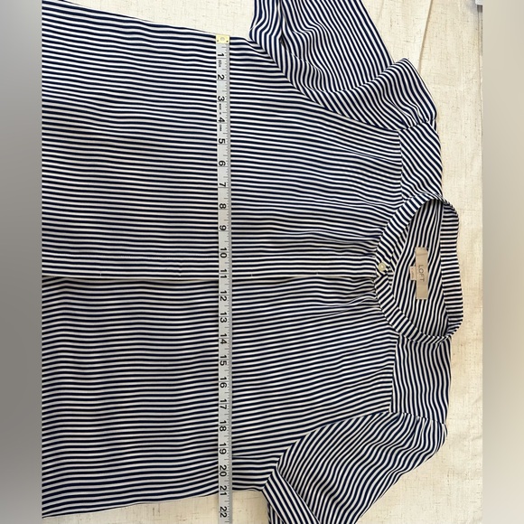 LOFT Navy and White Striped Blouse - Picture 9 of 10